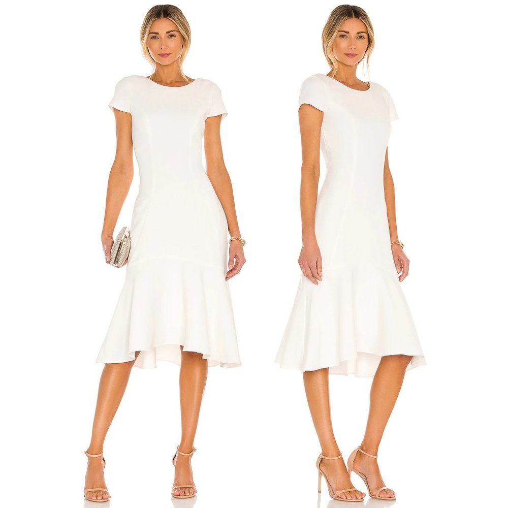NEW Amanda Uprichard Evalina Midi Dress in Ivory White Medium Bridal Business